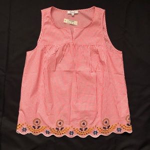 MADEWELL- EMBROIDERED GINGHAM TANK TOP